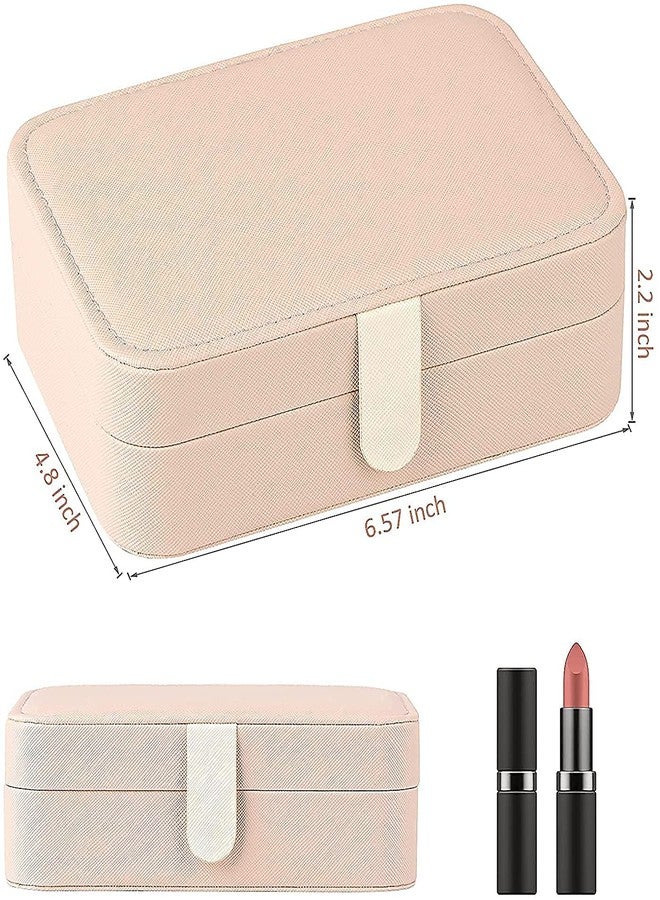 Ritmo صندوق مجوهرات ريتومو، صندوق هدايا صغير من الجلد الصناعي للسفر، علبة عرض وتخزين مجوهرات محمولة للقلائد والأقراط والخواتم والأساور (وردي) - Image 5