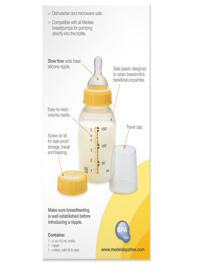 Medela Breast Milk Storage Bottle, 5 Ounce Breastfeeding Bottle, Made Without BPA, Safe for Dishwashers and Microwaves - Image 2