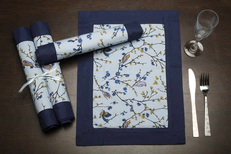 Dekor World Bird Printed Blue Place Mat (Pack of 6) - Image 5