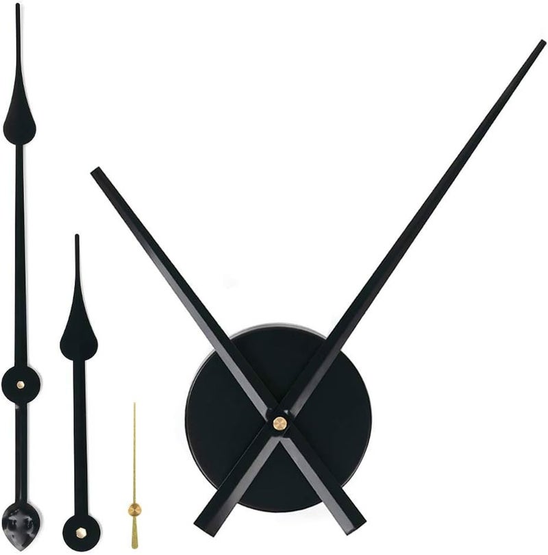 EMOON 2 Pair Hands 3D Clock Movement DIY Large Wall Clock Quartz Clock Mechanism for Home Art Decor (Black) (Black-Gold) - Image 1