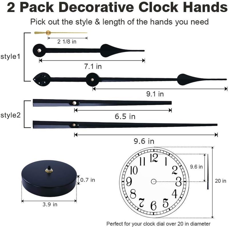 EMOON 2 Pair Hands 3D Clock Movement DIY Large Wall Clock Quartz Clock Mechanism for Home Art Decor (Black) (Black-Gold) - Image 3
