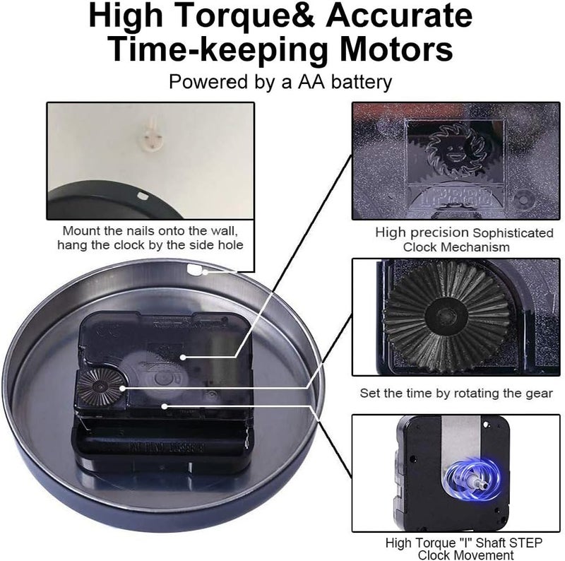 EMOON 2 Pair Hands 3D Clock Movement DIY Large Wall Clock Quartz Clock Mechanism for Home Art Decor (Black) (Black-Gold) - Image 4