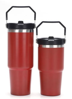 Stainless Steel Tumbler with Straw, Vacuum Insulated Water Bottle for Home, Office or Car, Reusable Cup with Straw Leakproof Flip