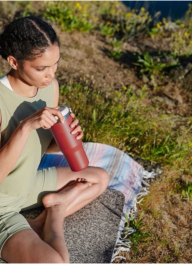 Taiahiro - Stainless Steel Tumbler with Straw, Vacuum Insulated Water Bottle for Home, Office or Car, Reusable Cup with Straw Leakproof Flip - Image 1