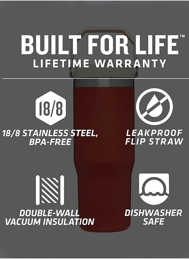 Taiahiro - Stainless Steel Tumbler with Straw, Vacuum Insulated Water Bottle for Home, Office or Car, Reusable Cup with Straw Leakproof Flip - Image 1