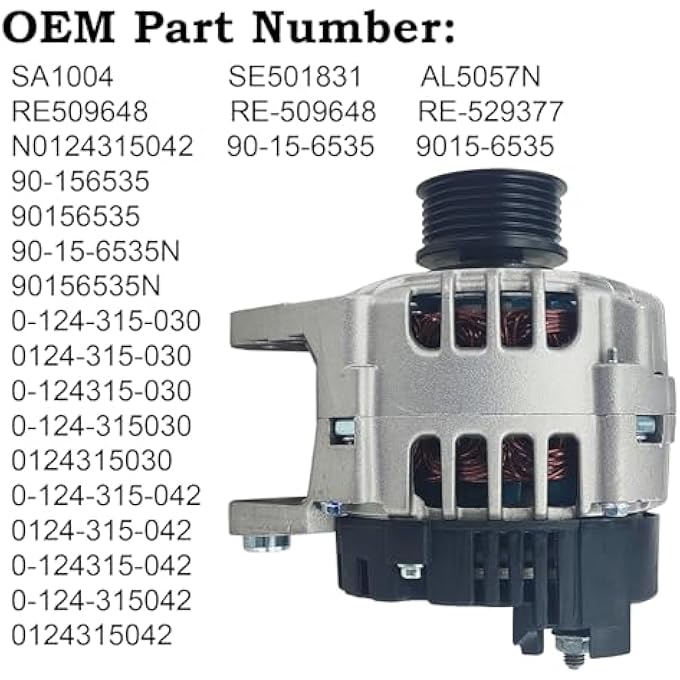 sen SHOW RE529377Alternator 70A Compatible with CT315 CT322 323D 329D 333D 4120 4320 4520 4720 313 315 317 325 70HP Replacement SE501831, RE509648 - Image 2