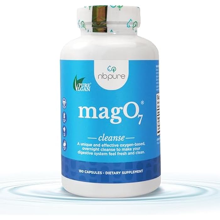 nbpure MagO7 - Natural Colon Cleanse & Detox - Occasional Constipation Relief, Stool Softening, & Bloating Support for Men & Women - Ozonated Magnesium Oxide, 180 Capsules - Image 1