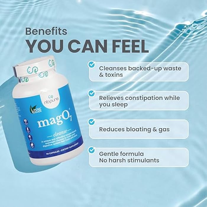 nbpure MagO7 - Natural Colon Cleanse & Detox - Occasional Constipation Relief, Stool Softening, & Bloating Support for Men & Women - Ozonated Magnesium Oxide, 180 Capsules - Image 4