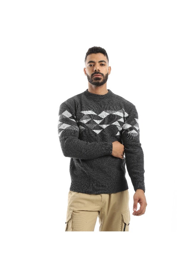سيزار بلوفر صوف رجالي بنقش مثلثات علي الصدر - Image 1