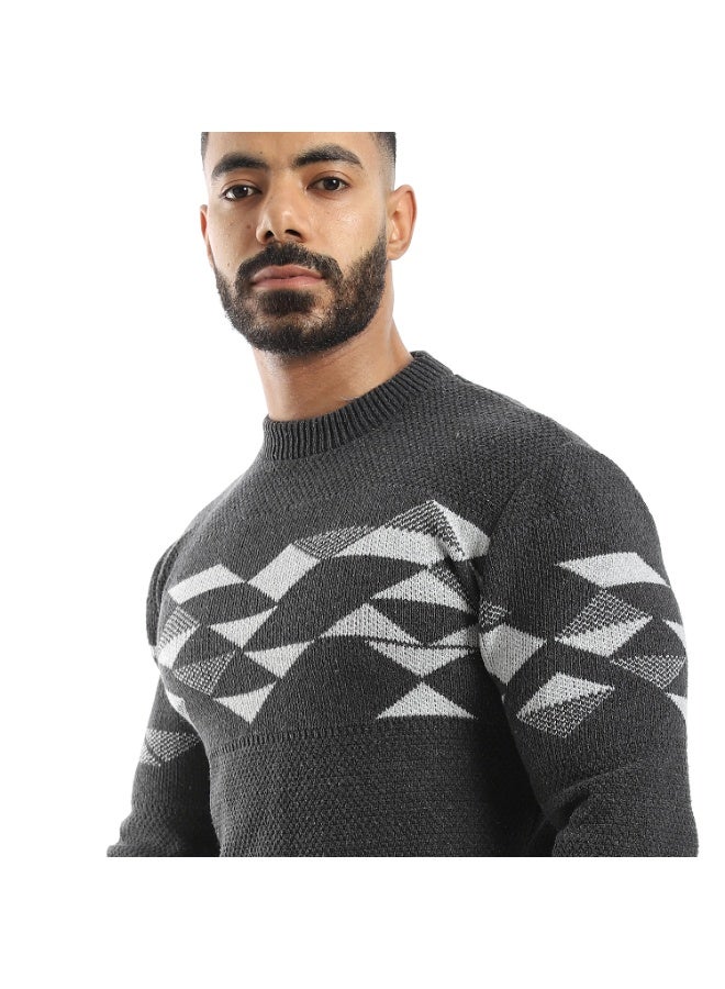 سيزار بلوفر صوف رجالي بنقش مثلثات علي الصدر - Image 5