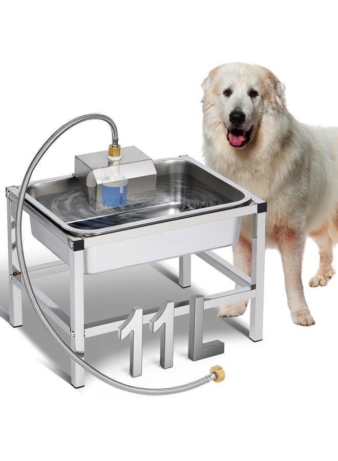 NAOEDEAH 3Gal Automatic Dog Water Bowl Dispenser Large Breed Elevated Outdoor Large Dog Water Bowl with Stand Raised Stainless Auto Fill Waterer with Float Valve for Big Dogs Pets Cats Chicken Livestock - Image 1