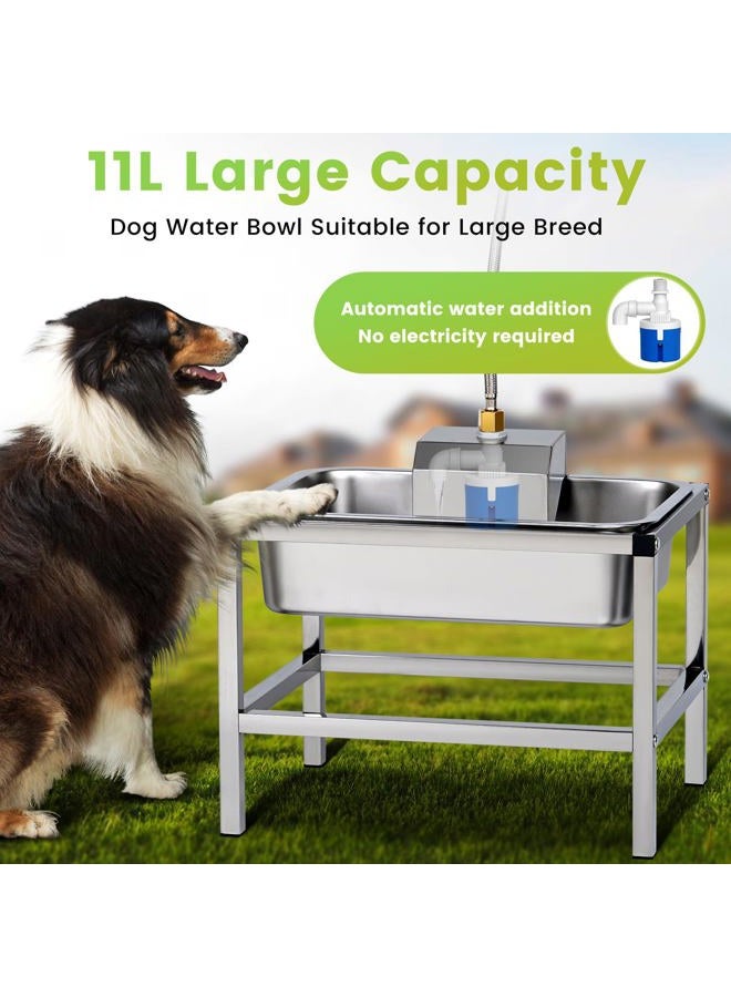 NAOEDEAH 3Gal Automatic Dog Water Bowl Dispenser Large Breed Elevated Outdoor Large Dog Water Bowl with Stand Raised Stainless Auto Fill Waterer with Float Valve for Big Dogs Pets Cats Chicken Livestock - Image 3