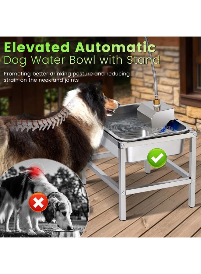 NAOEDEAH 3Gal Automatic Dog Water Bowl Dispenser Large Breed Elevated Outdoor Large Dog Water Bowl with Stand Raised Stainless Auto Fill Waterer with Float Valve for Big Dogs Pets Cats Chicken Livestock - Image 2