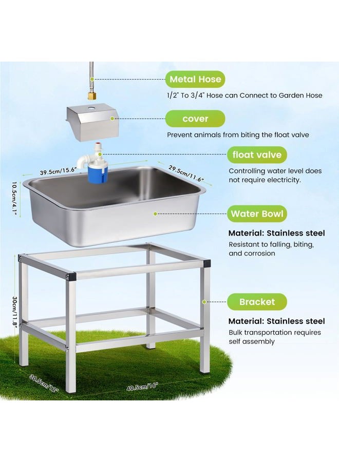 NAOEDEAH 3Gal Automatic Dog Water Bowl Dispenser Large Breed Elevated Outdoor Large Dog Water Bowl with Stand Raised Stainless Auto Fill Waterer with Float Valve for Big Dogs Pets Cats Chicken Livestock - Image 5