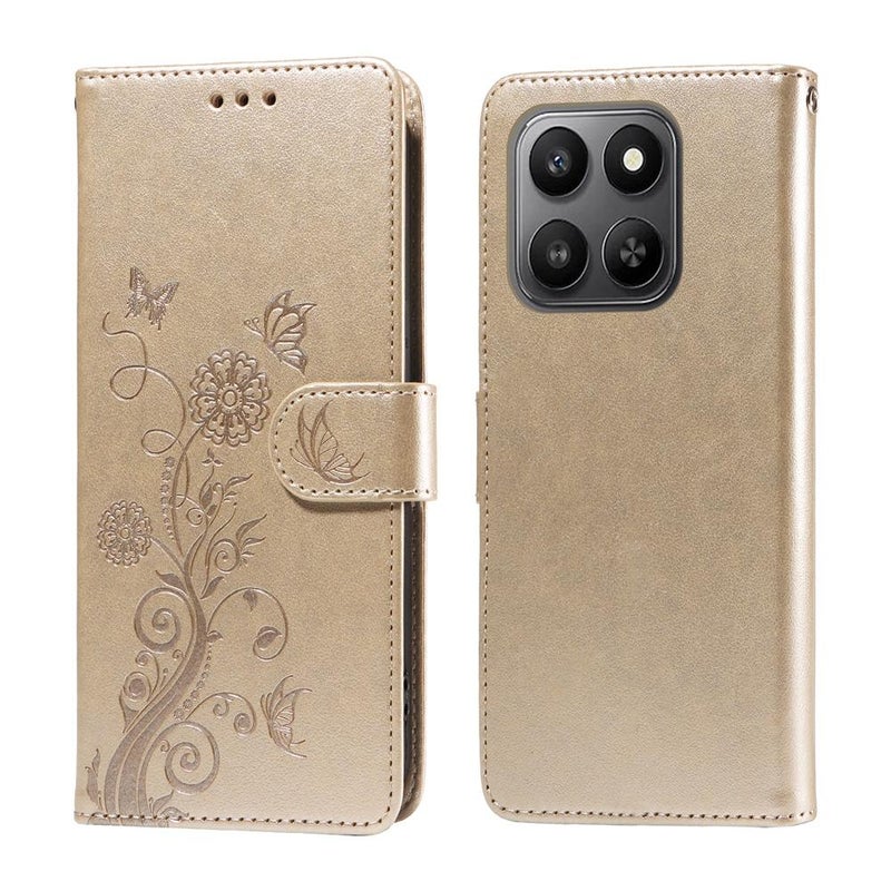 erorex For Honor 400 Smart 5G Embossed  Flowers Leather Phone Case(Gold) - Image 1