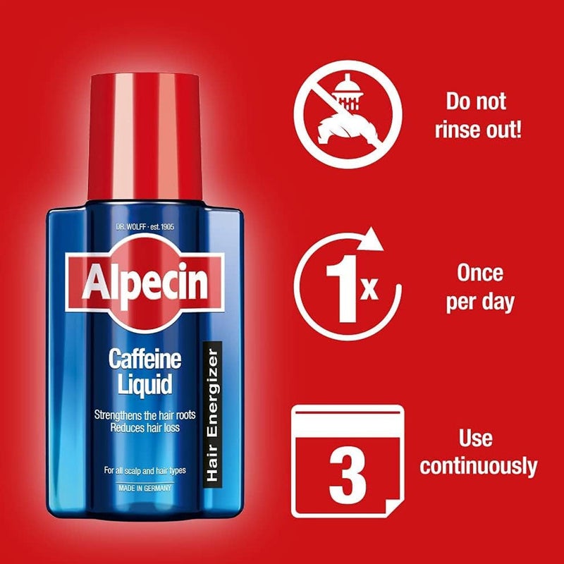 Alpecin Caffeine Liquid Hair Energizer for Reducing Hair Loss (200 ml) - Image 3