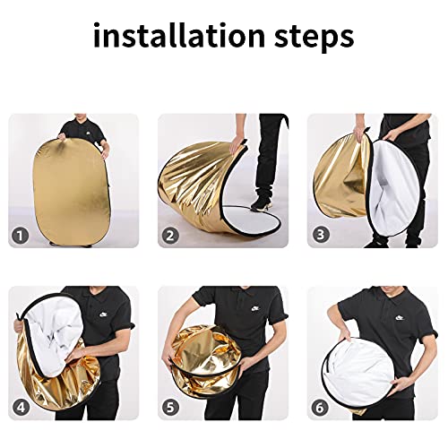 GODOX 32"x47"/80x120cm Collapsible Photography Light Reflector, 5-in-1 Oval Multi Disc Diffuser with Carrying Bag - Gold, Silver, Black, White, Translucent for Video Studio Outdoor Lighting - Image 5