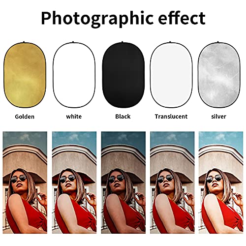 GODOX 32"x47"/80x120cm Collapsible Photography Light Reflector, 5-in-1 Oval Multi Disc Diffuser with Carrying Bag - Gold, Silver, Black, White, Translucent for Video Studio Outdoor Lighting - Image 3