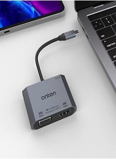 onten ONTEN USB-C to HDMI VGA Adapter, 1080P VGA and 4K HDMI, USB-C Thunderbolt 3 to Dual Display Adapter. Compatible with Thunderbole3/4, MacBook Pro/Air, Surface Pro, etc 