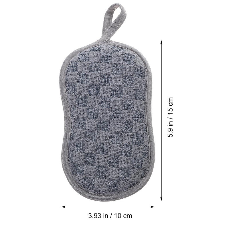 Double Sided Microfiber Kitchen Sponge Scrubbers 4 Pack Gray Dishwashing Scrub Pads - Image 3