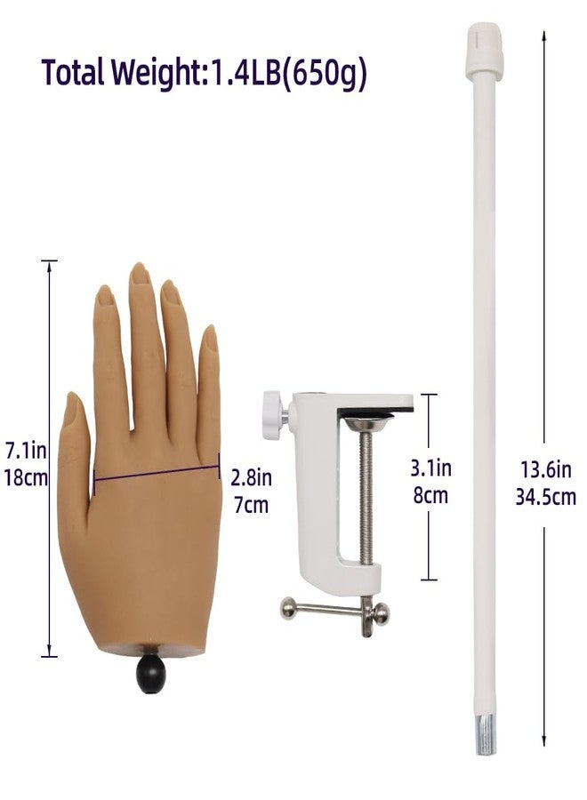 KnowU Silicone Mannequin Hand for Nails, Practice Hand for Acrylic Nails, Manicure Training Model, Nail Practice Hand for Beginners & Professionals, Flesh Tone - Image 2
