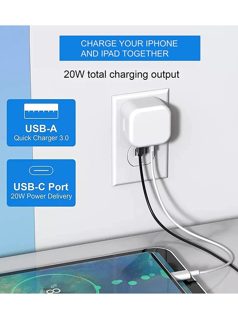 Generic - (1 Pack) PD 20W Power Adaptor for Iphone 14 series and Android, QC 3.0 Dual Port USB-C and USB-A for Iphone 14 series and Android - Image 1