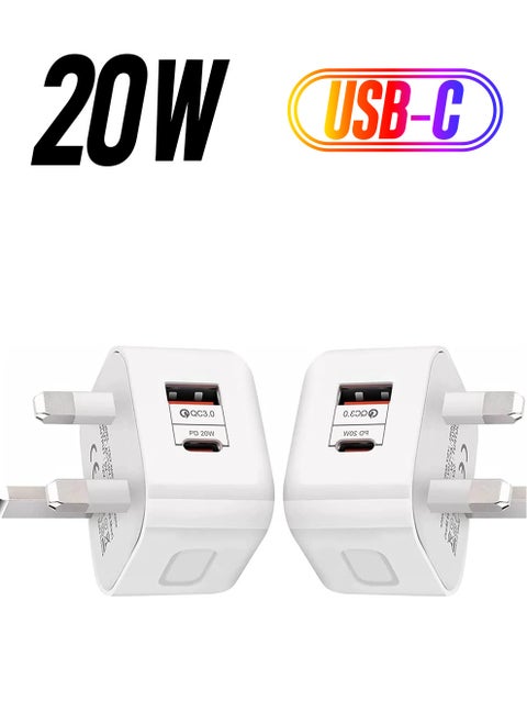 (1 Pack) PD 20W Power Adaptor for Iphone 14 series and Android, QC 3.0 Dual Port USB-C and USB-A for Iphone 14 series and Android