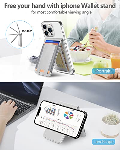 ExtreLife 2in1 Magsafe Wallet Adjustable Phone Stand Open ID Window Magnetic Wallet for iPhone 17161514 Pro Max14 Pro1414 Plus1312 Series 9 Cards Holder Vegan Leather Gray - Image 3