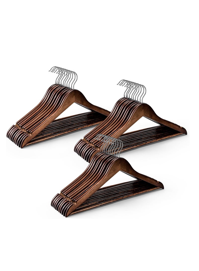 Wooden Hangers 20 Pack, Heavy Duty Hangers for Closet, Smooth Finish Wooden Coat Hangers Fit Hangers with Non-Slip Pants Bar, Durable Wooden Clothes Hanger for Shirts  - Image 5