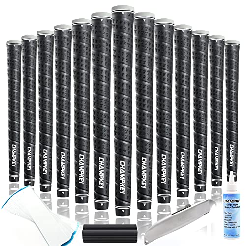 CHAMPKEY WRAP-Y Rubber Golf Grips 13 Pack Come with All Repair Kits - High Feedback and Traction Golf Club Grips(Standard, Black) - Image 1