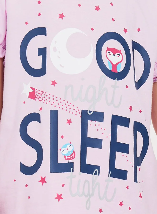Styli Good Sleep Graphic Print T-Shirt & Shorts Set