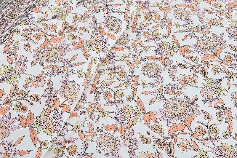 EasyGoods® 240 TC Cotton Bedsheet for Single Bed -Orange |Ethnic08 Bedsheet Single Size Bed Cotton|Single Size Bedsheet|Single Bedsheet with 1 Pillow Cover 60x90 Inch| Handcrafted Bed Sheets - Image 4