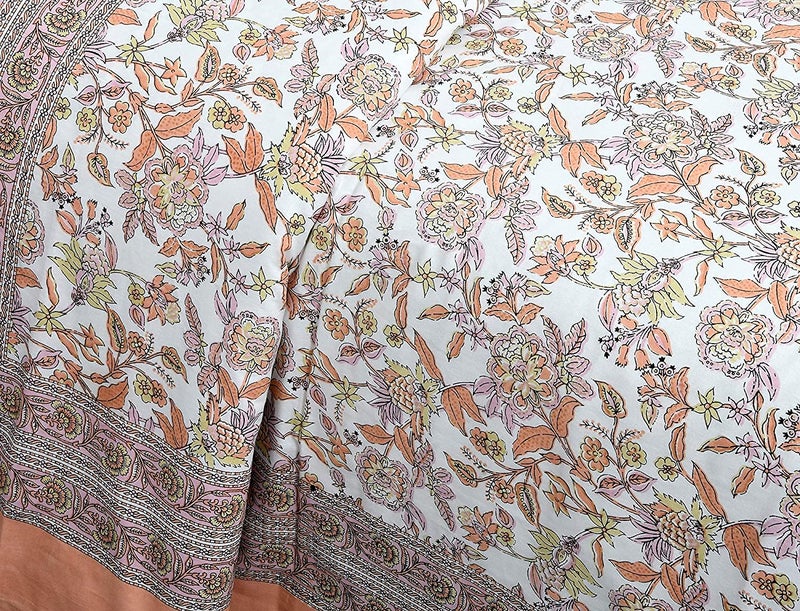 EasyGoods® 240 TC Cotton Bedsheet for Single Bed -Orange |Ethnic08 Bedsheet Single Size Bed Cotton|Single Size Bedsheet|Single Bedsheet with 1 Pillow Cover 60x90 Inch| Handcrafted Bed Sheets - Image 3