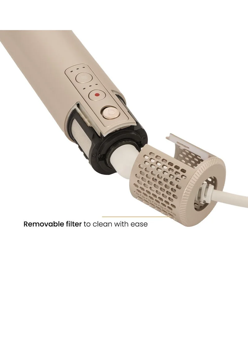 Clara  Multi Styler for All Hair Types – 6-in-1 Styling Tool with Auto-Wrap Curlers, Blow Dryer, Round & Oval Brush – 1500W Ionic Hair Styler for Frizz-Free Waves & Salon Blowouts, Silver/Beige Rose Gold for Women | Best Price UAE