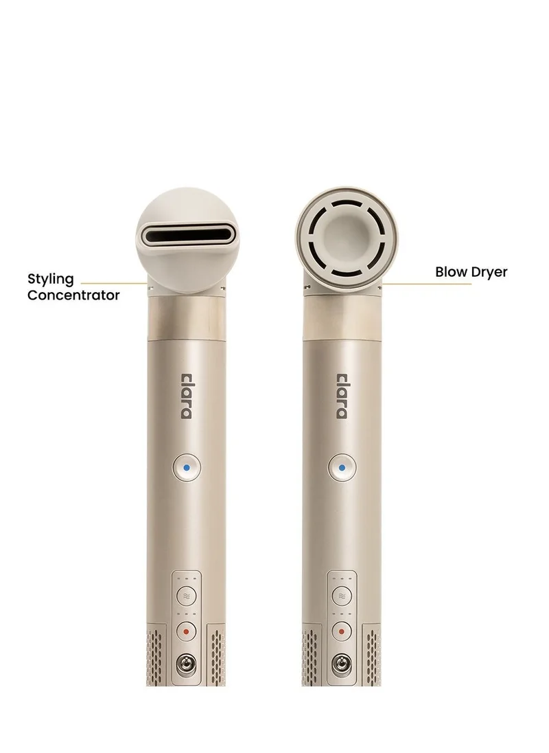 Clara  Multi Styler for All Hair Types – 6-in-1 Styling Tool with Auto-Wrap Curlers, Blow Dryer, Round & Oval Brush – 1500W Ionic Hair Styler for Frizz-Free Waves & Salon Blowouts, Silver/Beige Rose Gold for Women | Best Price UAE