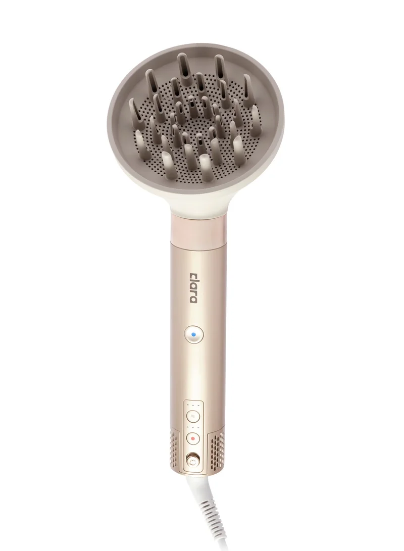 Clara  Multi Styler for All Hair Types – 6-in-1 Styling Tool with Auto-Wrap Curlers, Blow Dryer, Round & Oval Brush – 1500W Ionic Hair Styler for Frizz-Free Waves & Salon Blowouts, Silver/Beige Rose Gold for Women | Best Price UAE