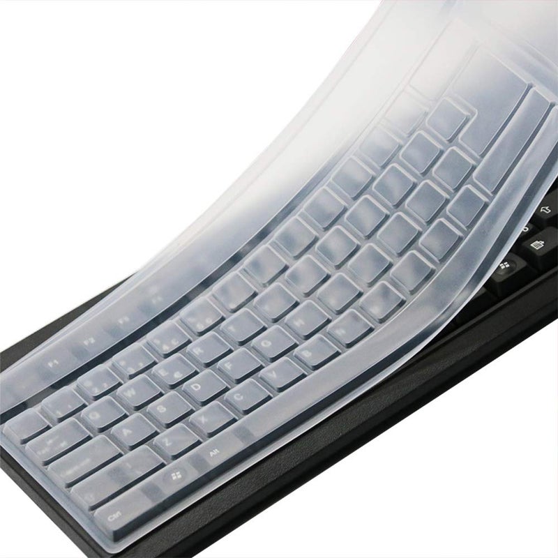 CaseBuy Clear Desktop Computer Keyboard Cover Skin for PC 104/107 Keys Standard Keyboard, Anti Dust Waterproof Keyboard Protector Skin - Image 1