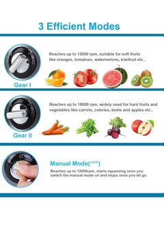 HTH Household Electric Juicer with 3 Speed Modes 1200mL Large Capacity Pulp Container Anti Drip Design Wide Chute Fruit and Vegetables Juice Extractor with Stainless Steel Body and Mesh Strainer  - Image 4