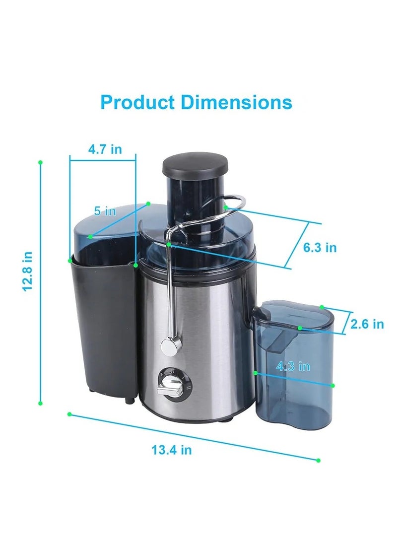 HTH Household Electric Juicer with 3 Speed Modes 1200mL Large Capacity Pulp Container Anti Drip Design Wide Chute Fruit and Vegetables Juice Extractor with Stainless Steel Body and Mesh Strainer  - Image 3
