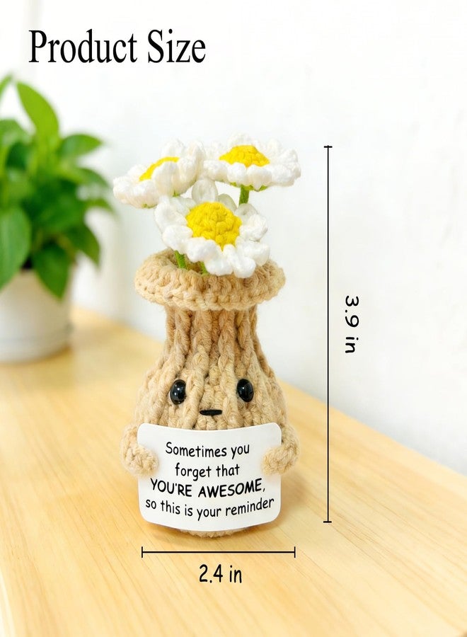 RFUYIR Positive Crochet Daisy Inspirational Gift Women - Sometimes You Forget You're Awesome - Easter Basket Stuffers Crochet Flowers Daisy Decor - Image 3