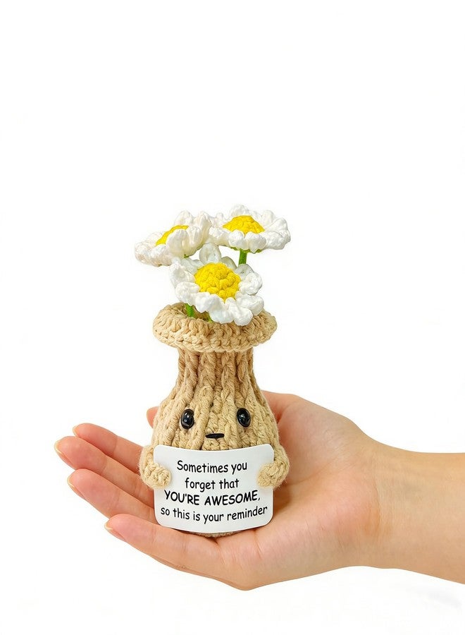 RFUYIR Positive Crochet Daisy Inspirational Gift Women - Sometimes You Forget You're Awesome - Easter Basket Stuffers Crochet Flowers Daisy Decor - Image 2