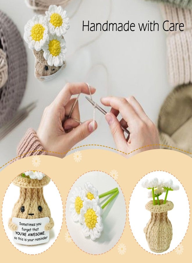 RFUYIR Positive Crochet Daisy Inspirational Gift Women - Sometimes You Forget You're Awesome - Easter Basket Stuffers Crochet Flowers Daisy Decor - Image 4
