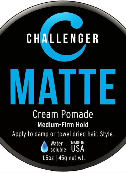 Men's Matte Cream Pomade, 1.5 Ounce | Natural Finish, Clean & Subtle Scent | Medium Firm Hold | Best Water Based Hair Styling Paste, Wax, Fiber, Clay, & Gel All In One