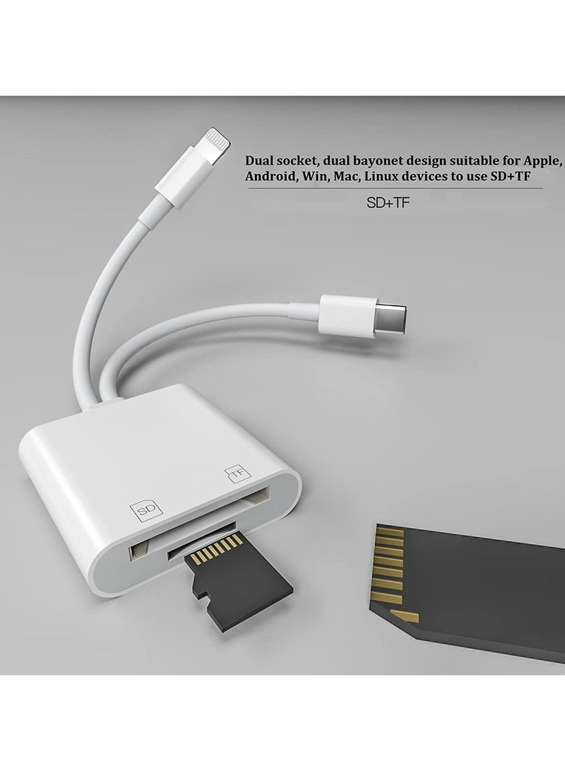 AROAQ iPhone Card Reader, Lightning and USB-C SD/TF Card Camera Adapter Multi-Card Reader with Dual Slot, Plug and Play Compatible with iOS and Android, for iPhone iPad, MacBook, iMac - Image 2
