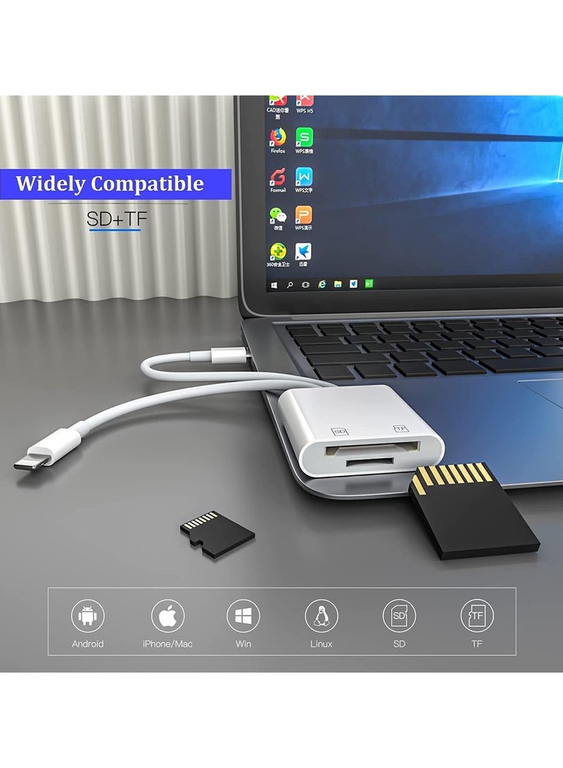 AROAQ iPhone Card Reader, Lightning and USB-C SD/TF Card Camera Adapter Multi-Card Reader with Dual Slot, Plug and Play Compatible with iOS and Android, for iPhone iPad, MacBook, iMac - Image 3