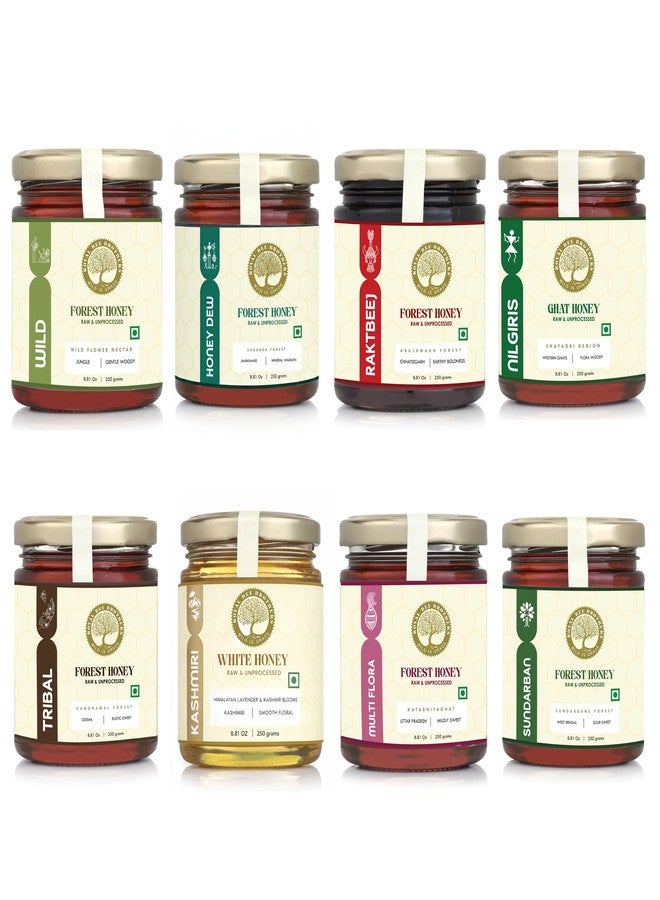 Royal Bee Brothers | Vanshree – Pack of Eight Types of Wild Forest Honey | Raw, Natural & Unprocessed | Produce of Wild Honey Bees | Nectar of Wild Forest Flora | Single Origin Collection | 250g* 8 - Image 1