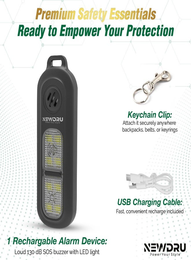 NEWDRU Defence Emergency Alarm in Keychain for Women Safety | Security Personal Protection Devices for Women, Girls, Kids & Elderly | SOS Alarm Loud Siren with LED Strobe Light - Black - Image 4