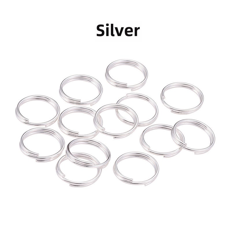 DIY Keychain Accessory Material Double Ring Iron Loop Silver