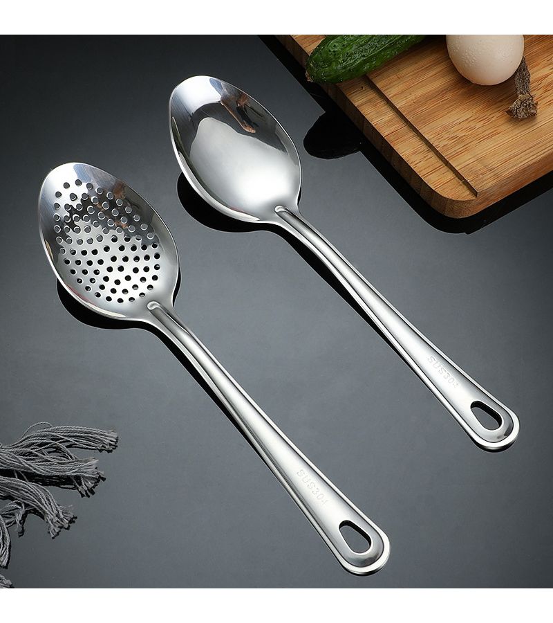 Model A Set Of 2 Stainless Steel Spoons With Strainer And Slotted - Image 1