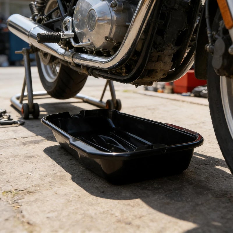 Waste Oil Drain Pan for Cars and Motorcycles - 2.5L Engine Oil Collection Pan with Groove and Spout for Auto Repair, Home Garage, Routine Maintenance - Image 4